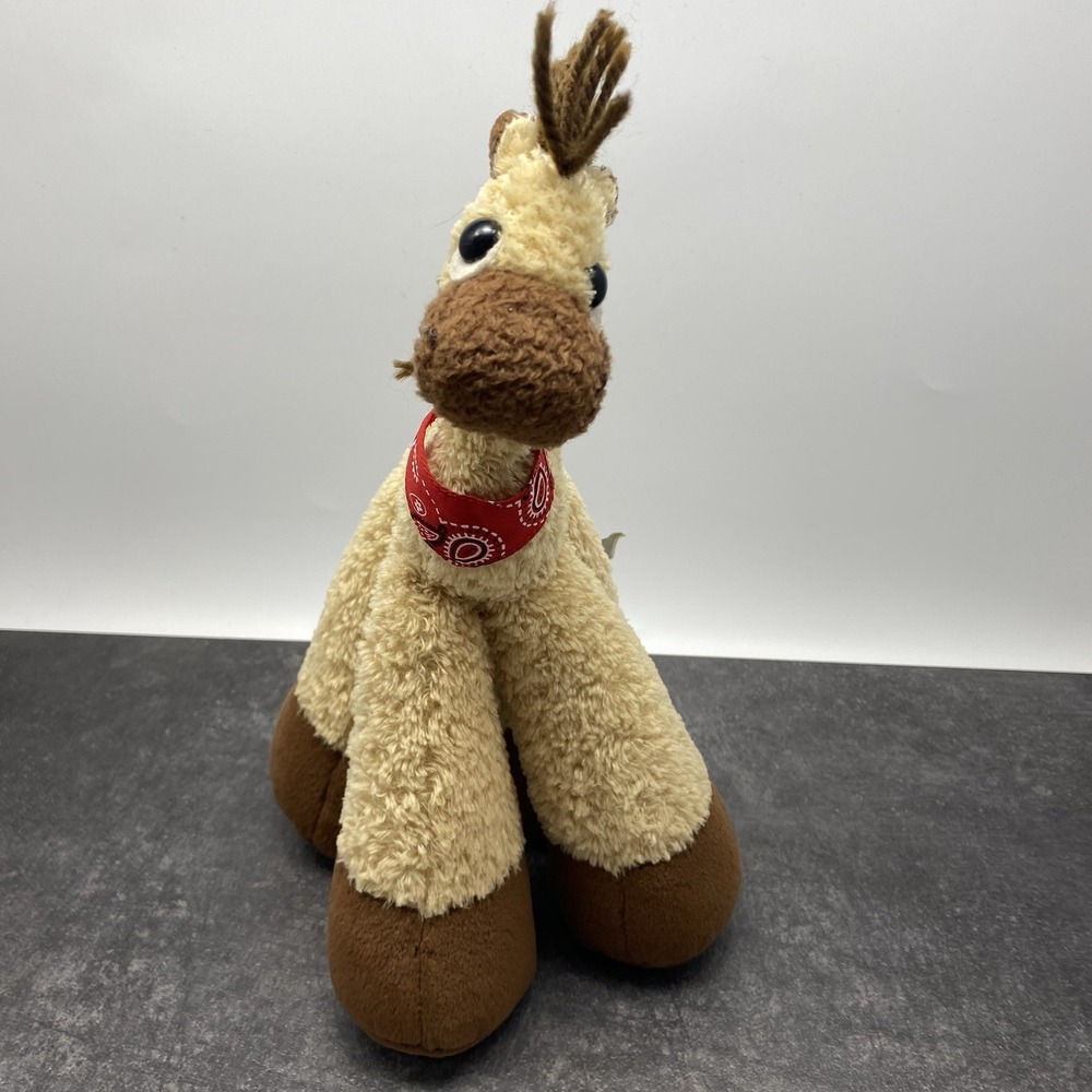 BESTEVER Funny Feet Tan Brown Horse‎ Pony Red Bandana Yarn Plush Toy 12"